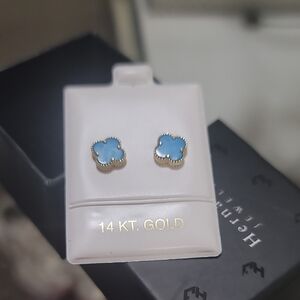 Blue Clover Stud Earrings